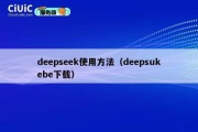 deepseek使用方法（deepsukebe下载）