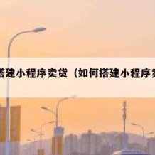 如何搭建小程序卖货（如何搭建小程序卖货平台）