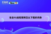 包含91段短视频怎么下载的词条