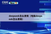 deepseek怎么使用（电脑deepseek怎么使用）