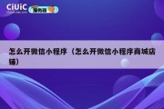 怎么开微信小程序（怎么开微信小程序商城店铺）