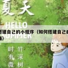 如何搭建自己的小程序（如何搭建自己的小程序店铺）