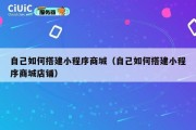 自己如何搭建小程序商城（自己如何搭建小程序商城店铺）