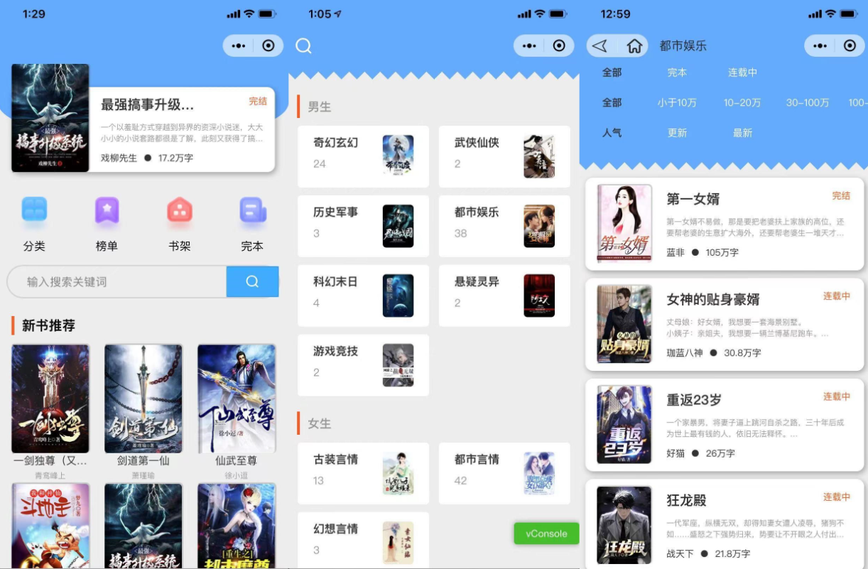 超火的微信小说小程序源码-自带采集带安装教程