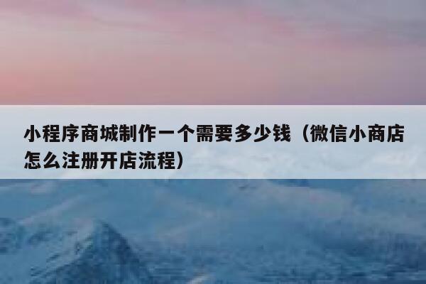 小程序商城制作一个需要多少钱（微信小商店怎么注册开店流程） 第1张