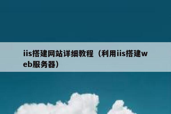 iis搭建网站详细教程(利用iis搭建web服务器) 第1张 iis搭建网站详细教程(利用iis搭建web服务器) 第1张