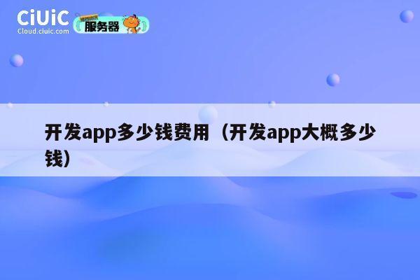 开发app多少钱费用(开发app大概多少钱) 第1张 开发app多少钱费用(开发app大概多少钱) 第1张