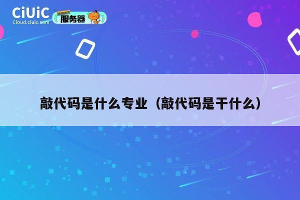 敲代码是什么专业（敲代码是干什么） 第1张