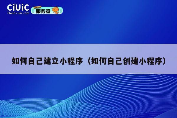 如何自己建立小程序(如何自己创建小程序) 第1张 如何自己建立小程序(如何自己创建小程序) 第1张